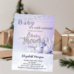 Violet Winter Landscape Forest Invitation