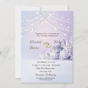 Violet Winter Landscape Forest String Lights  Invitation