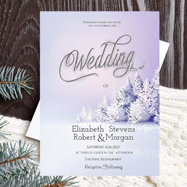 Violet Winter Landscape Forest Wedding  Invitation (Creator Uploaded)