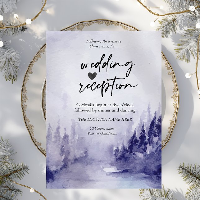 Violet Winter Landscape Snow Reception  Invitation (Creator Uploaded)