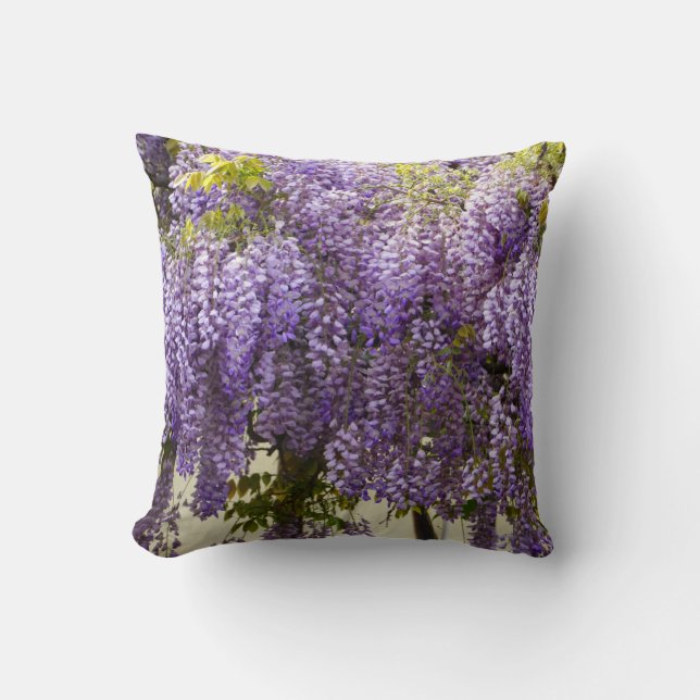 Violet Wisteria Flowers Cushion (Front)