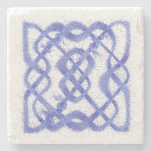 Violet Yarn Celtic Knot Marble Stone Coaster
