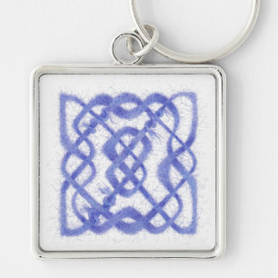 Violet Yarn Celtic Knot Premium Square Keychain