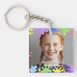 violet yellow color Aesthetic Splash Custom Key Ring