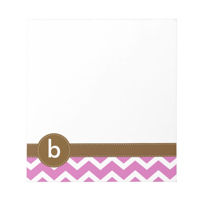 Violet Zig Zag Chevron Pattern Monogram Notepad (Front)