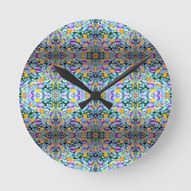 Violets And Lamps Round Clock (Front)