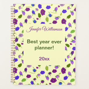 Violets and leaves surface pattern Best year ever  Planner