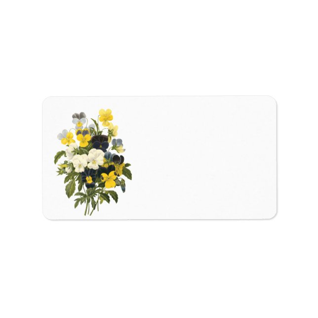 Violets and Pansy Flowers Botanical Labels (Front)