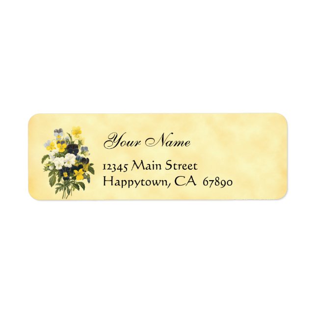 Violets and Pansy Flowers Return Address Labels (Front)