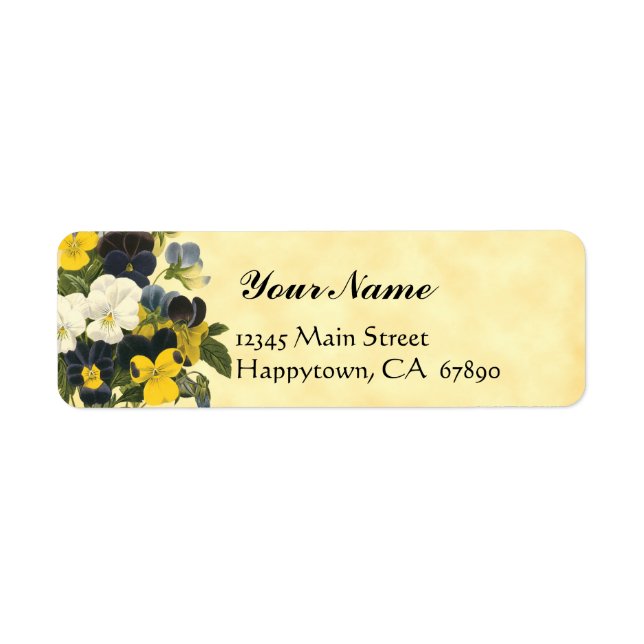 Violets and Pansy Flowers Return Address Labels (Front)