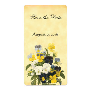 Violets and Pansy Flowers Save the Date Labels
