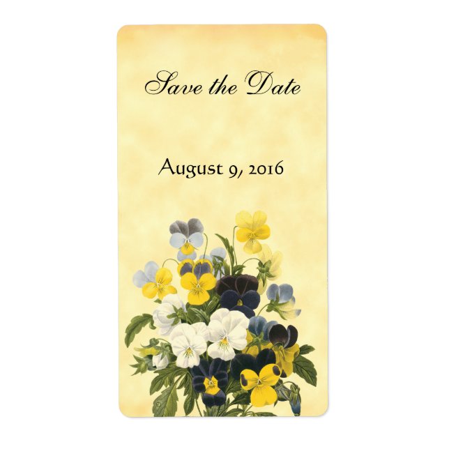 Violets and Pansy Flowers Save the Date Labels (Front)