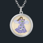 Violets Angel Silver Plated Necklace<br><div class="desc">Violets Angel necklace, , t-shirts and Angel gifts by ArtMuvz Illustration. Beautiful Gold Angel t-shirt , Christian Angel birthday and christmas gifts, tote bag, mug, hat. Angel gifts are a thoughtful and meaningful way to show someone you care.Angel gifts can be religious or secular in nature, and can be found...</div>