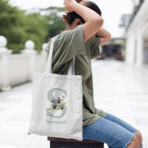 Violets & Blue Harlequin Letter S Tote Bag