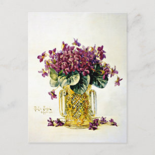 Violets - Delicate Purple Flowers in a Vase Postcard