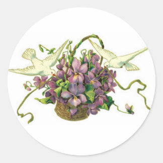 Violets & Doves Classic Round Sticker
