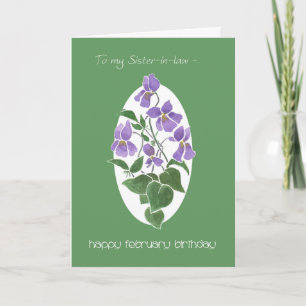 Violets, February Birthday Card, Sister-in-law Card
