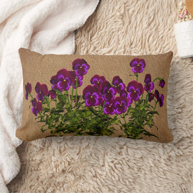 Violets Floral Art Lumbar Cushion (Blanket)