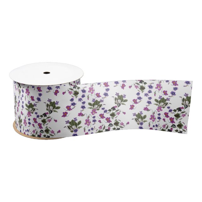 Violets Garlands Satin Ribbon 3" (Spool)