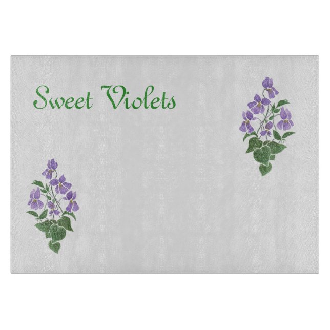 Violets, Glass Cutting Board (Front)