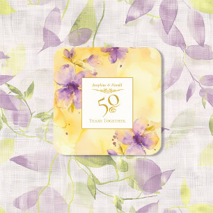 Violets Gold 50th Wedding Anniversary Sticker