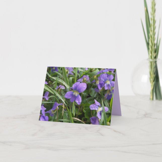 Violets Horizontal Blank Note Card (Front)