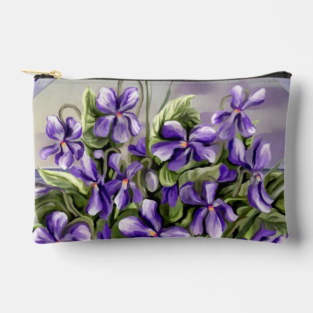 violets in a moon jar accessory pouch (Front)