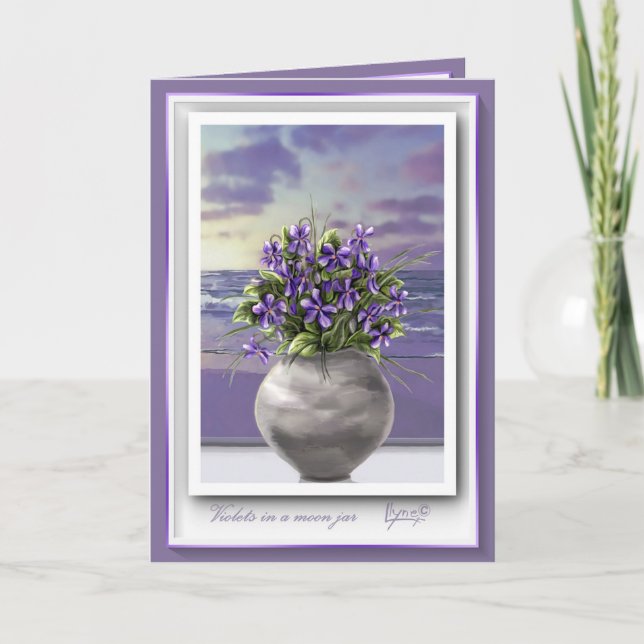 violets in a moon jar birthday card (Front)