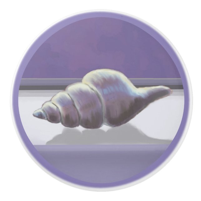 violets in a moon jar ceramic knob (Front)