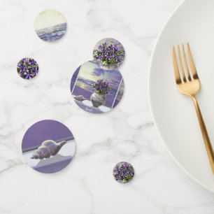 violets in a moon jar confetti