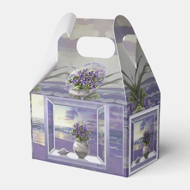 violets in a moon jar favour box (Front Side)