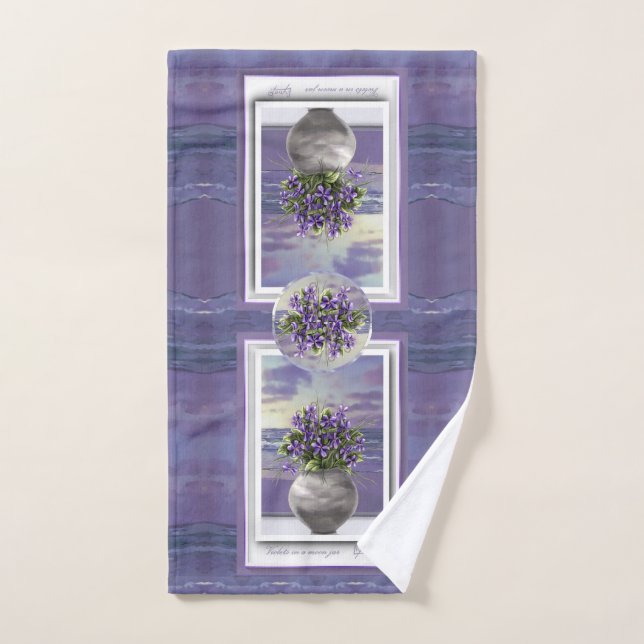 violets in a moon jar hand towel (Hand Towel)