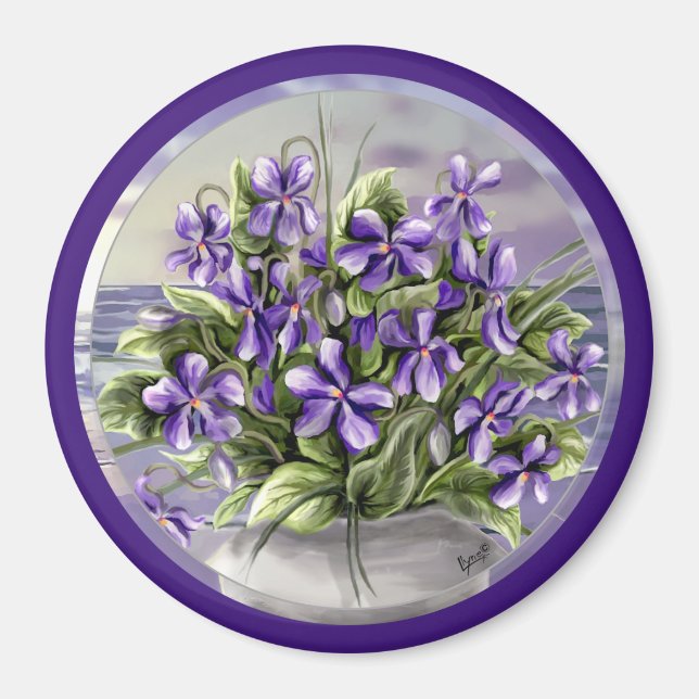 violets in a moon jar magnet (Front)