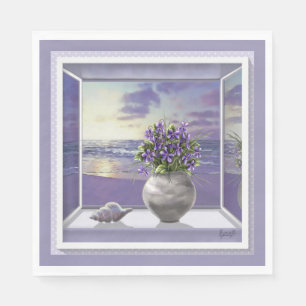 violets in a moon jar napkin