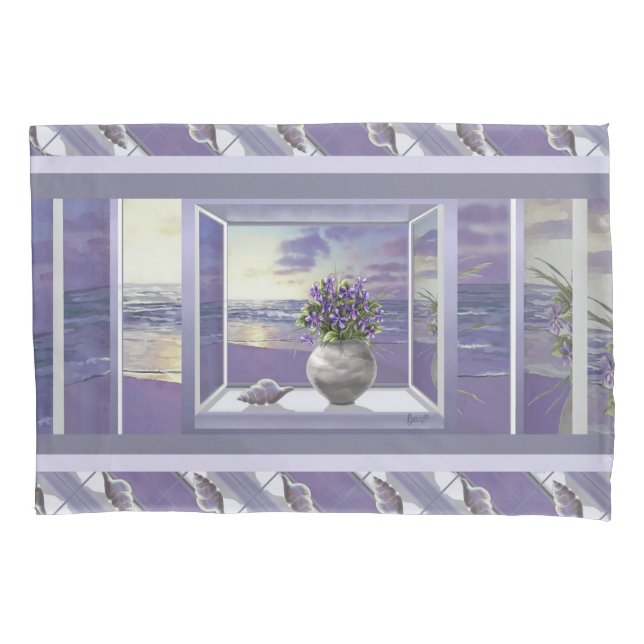 violets in a moon jar pillowcase (Front)