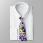 violets in a moon jar tie<br><div class="desc">detail of the design : the violets / The flowers in my purple world collection: the Violets, coincidence: “Violette” in French means “purple”, they are the symbol of love. These flowers are in a traditional Korean moon jar next to a seashell. (As a fan of a worldwide K-pop group💜 ,...</div>