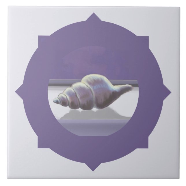 violets in a moon jar tile (Front)