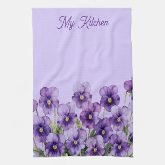 Violets on Lavender Personalized Kitchen Towel
