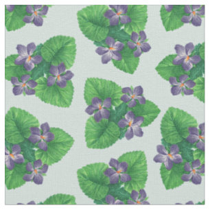 Violets on sea glass blue fabric