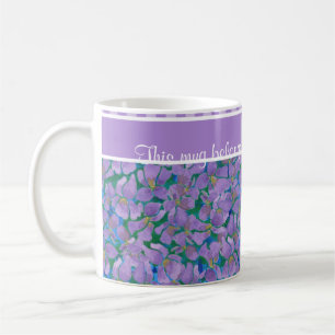 Violets Pattern White Coffee Mug to Personalise