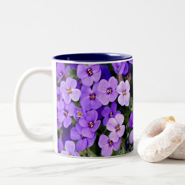 Violets Two-Tone Coffee Mug (With Donut)