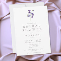 Violets Watercolor Minimal Elegant Bridal Shower