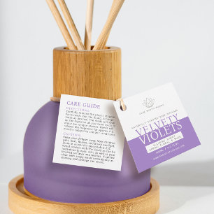 Violets white purple reed diffuser bottle hang tag