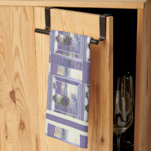 Violettes in a moon jar kitchen towel