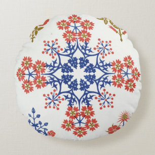 Violiet, iris and tulip motif wallpaper design, pr round cushion