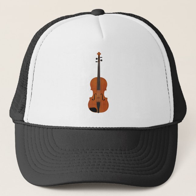 Violin 3D Model: Traditional Wood Finish Trucker Hat (Front)