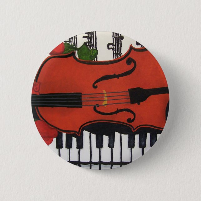 violin 6 cm round badge (Front)