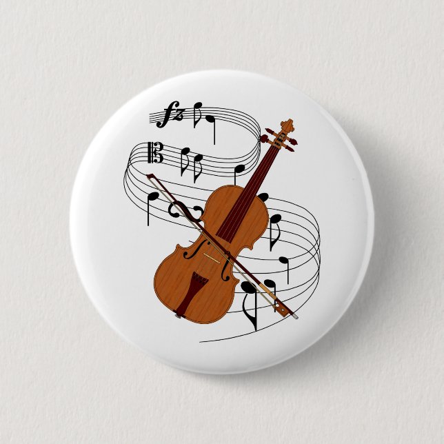 Violin 6 Cm Round Badge (Front)