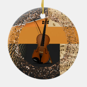 Violin Abstract Artwork/glitter Ceramic Tree Decoration