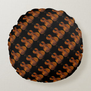 Violin Abstract Round Throw Pillow